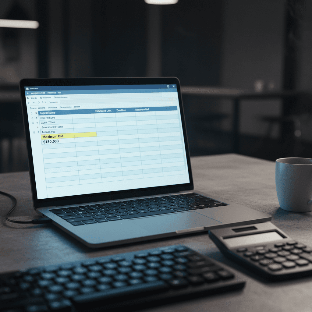 Maximum Bid calculation on a laptop screen