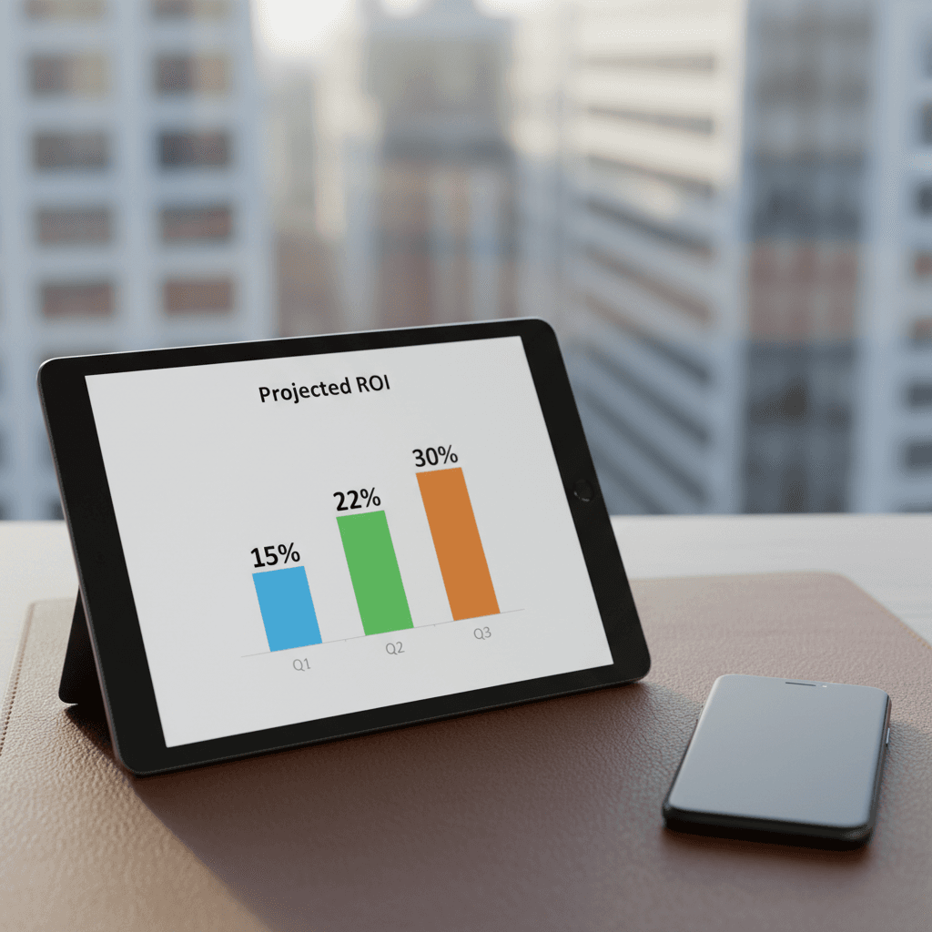 ROI forecast chart on a tablet